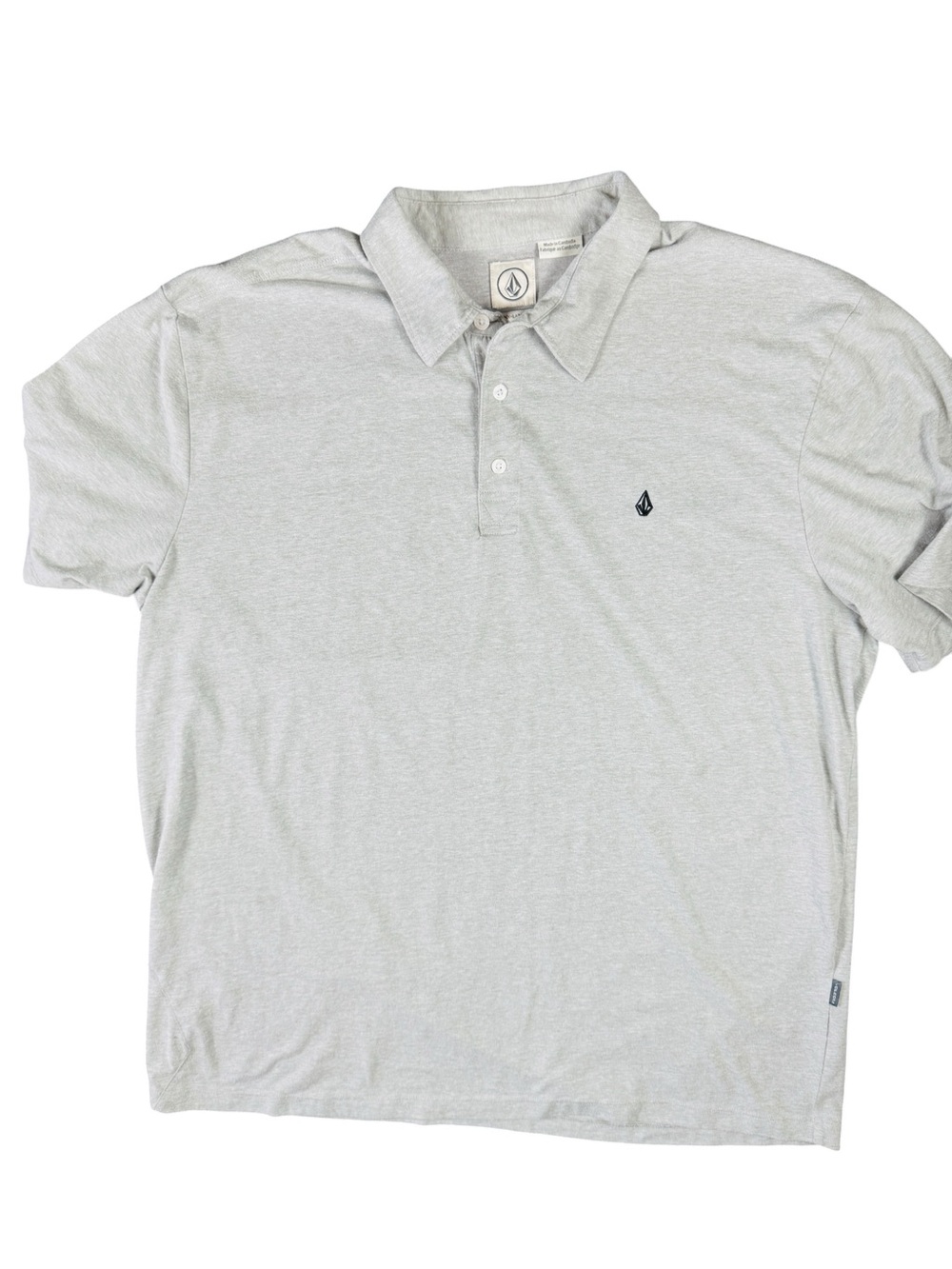 Volcom Gray Polo Shirt Men's 2XL Heather Short Sleeve Casual Logo Tee